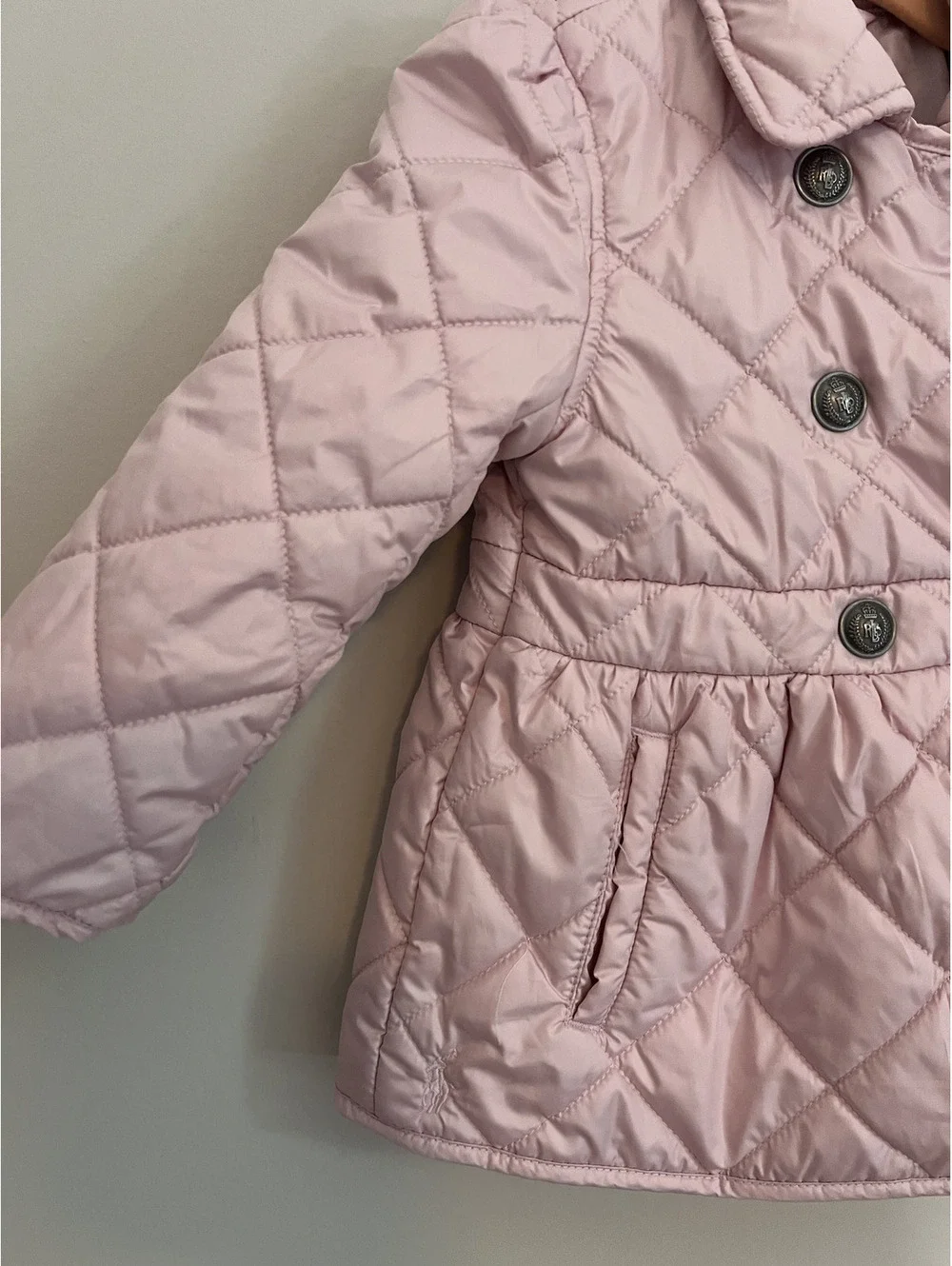 Y2K Vintage Ralph Lauren Pink Button Front Quilted Coat
